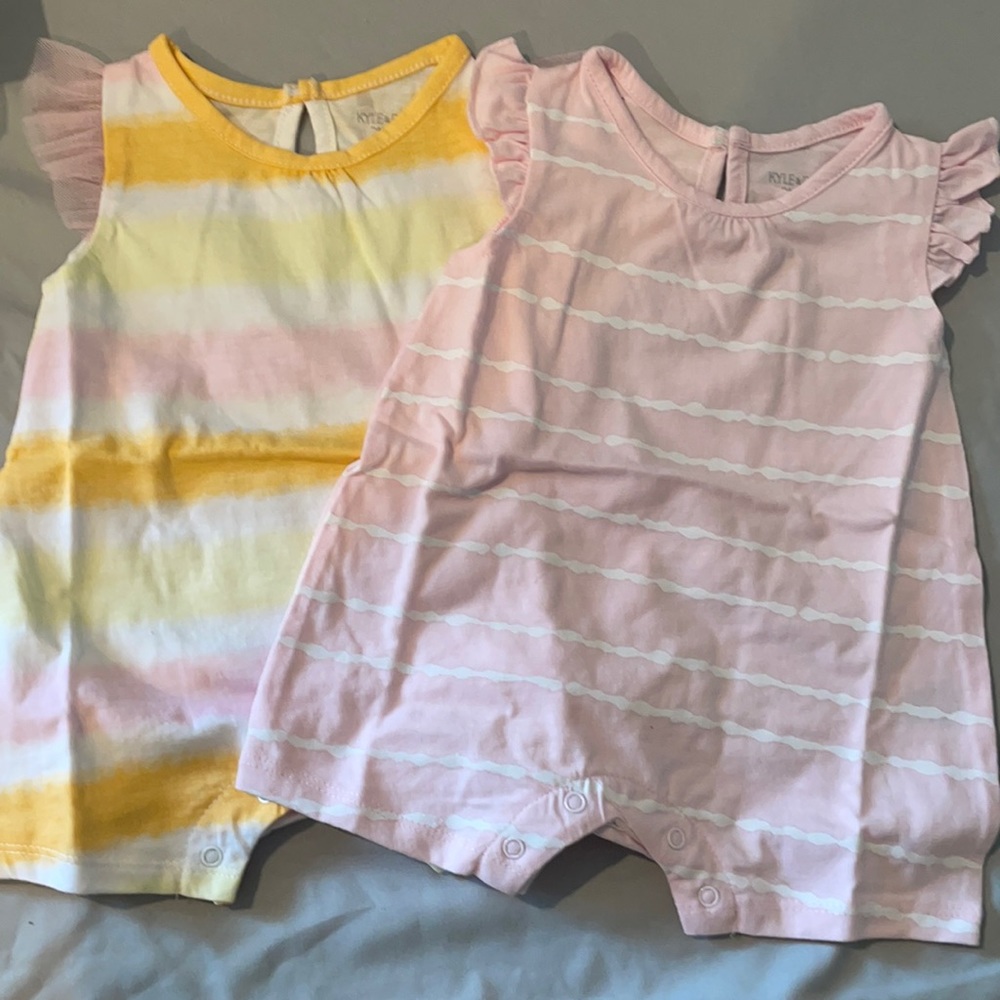 Kyle and Deena Pink Striped Rompers